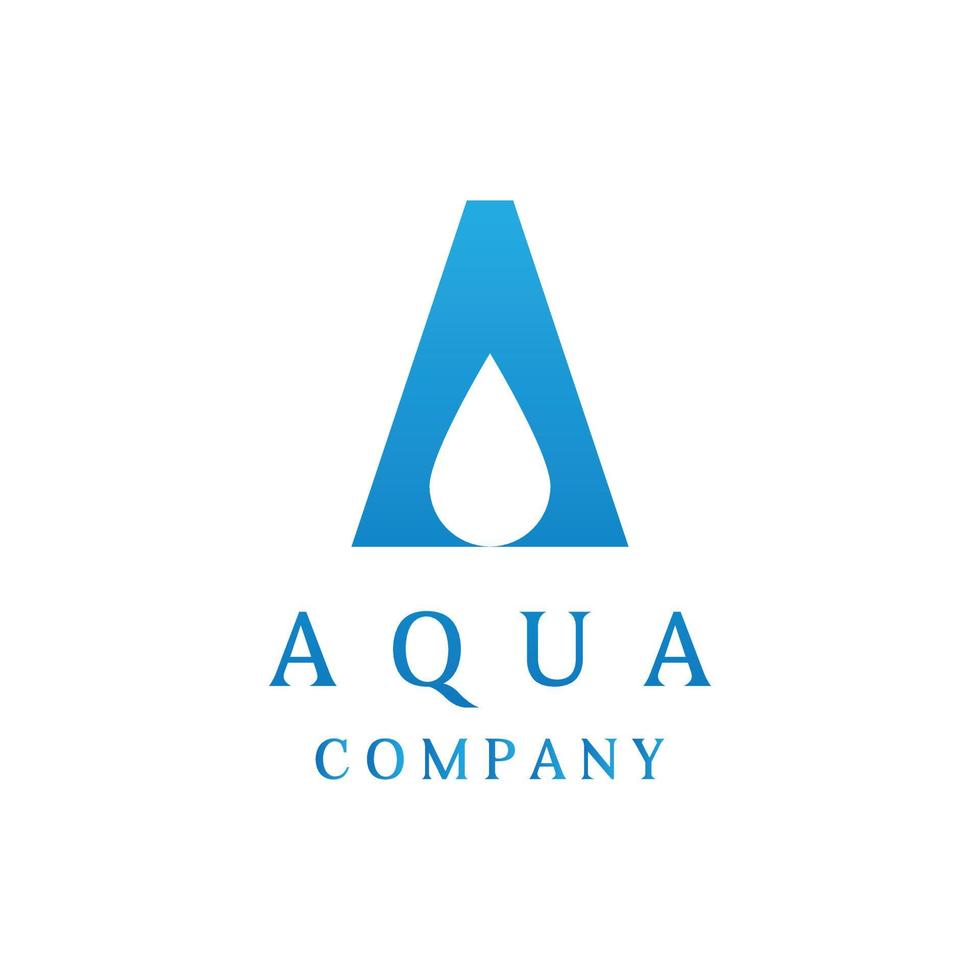 lettera a per il design del logo dell'acqua aqua vettore