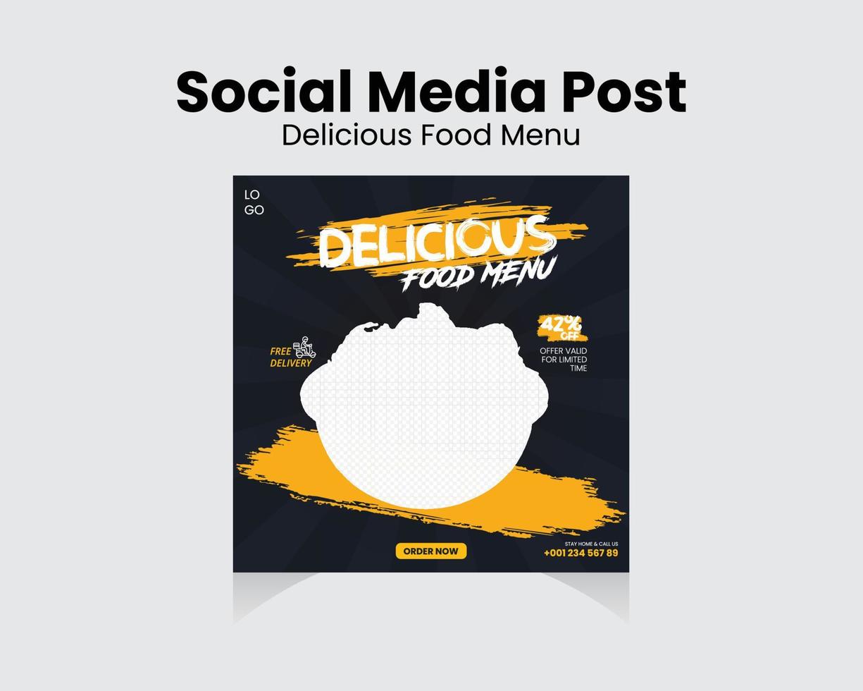 delizioso, menu speciale modello di post sui social media post social modificabile, banner vettore