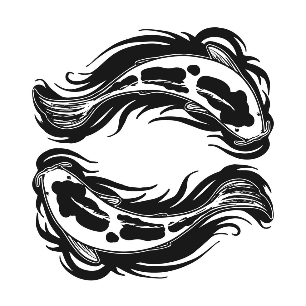 illustrazione vettoriale di nuoto di pesci koi gemelli