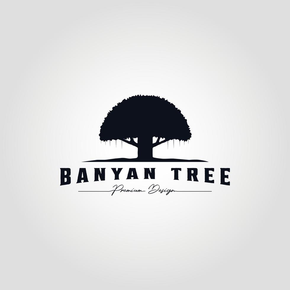 disegno dell'icona del modello di illustrazione vettoriale vintage logo albero di banyan