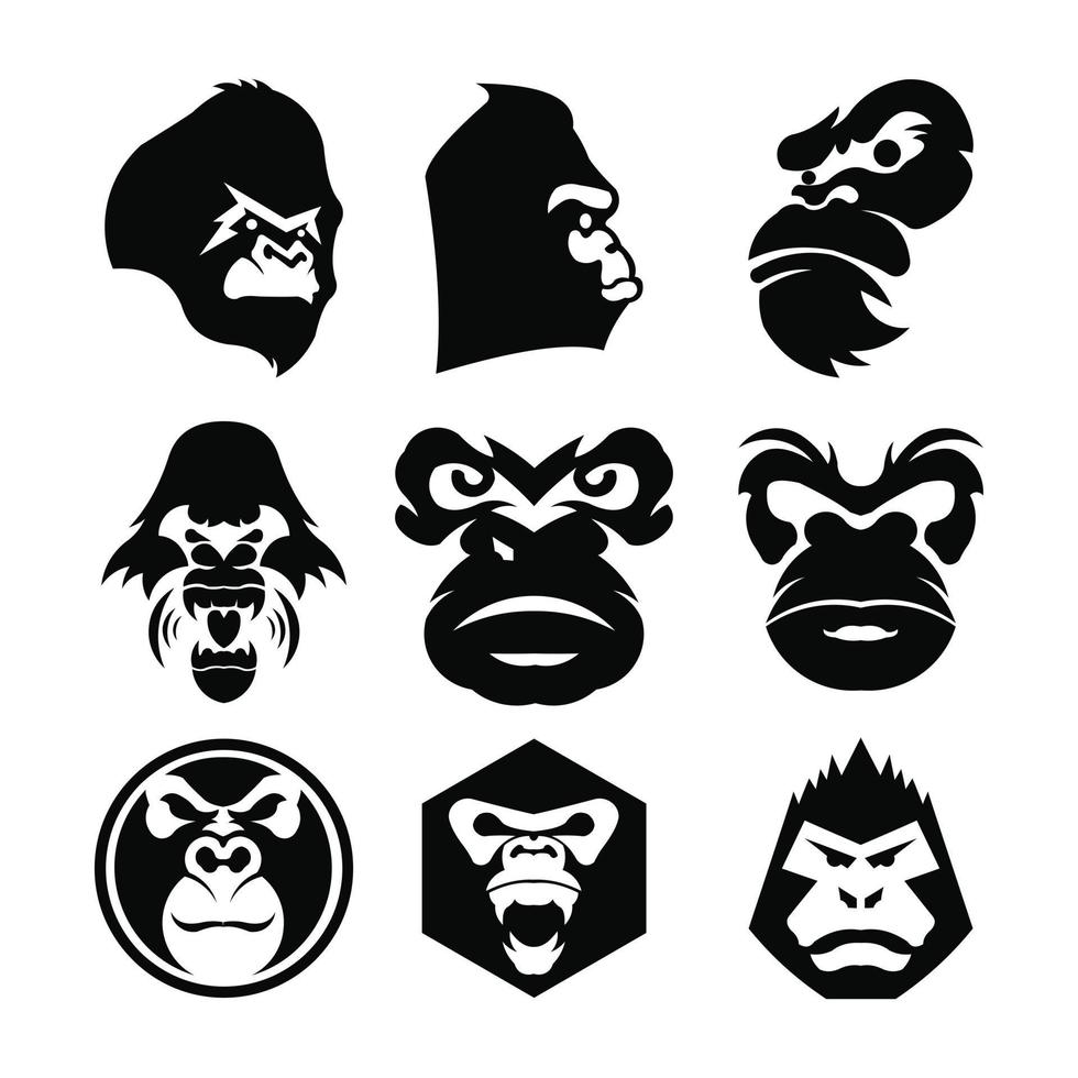 vettore testa gorilla, vettore testa scimmia, logo faccia scimmia