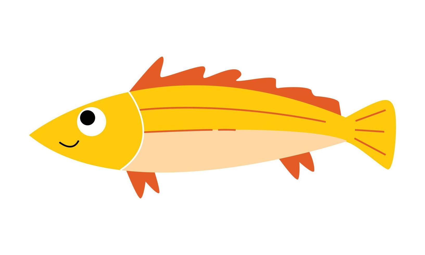 illustrazione di pesce dorato in stile cartone animato divertente vettore