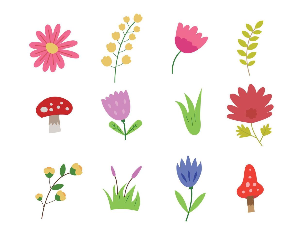 set di illustrazioni vettoriali creative di fiori