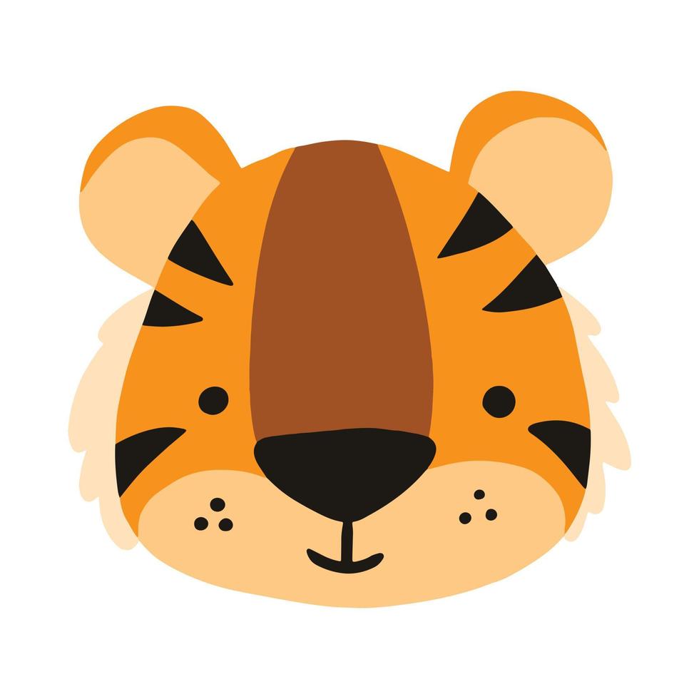 un animale della fauna selvatica illustrato in uno stile carino. la testa di tigre. vettore