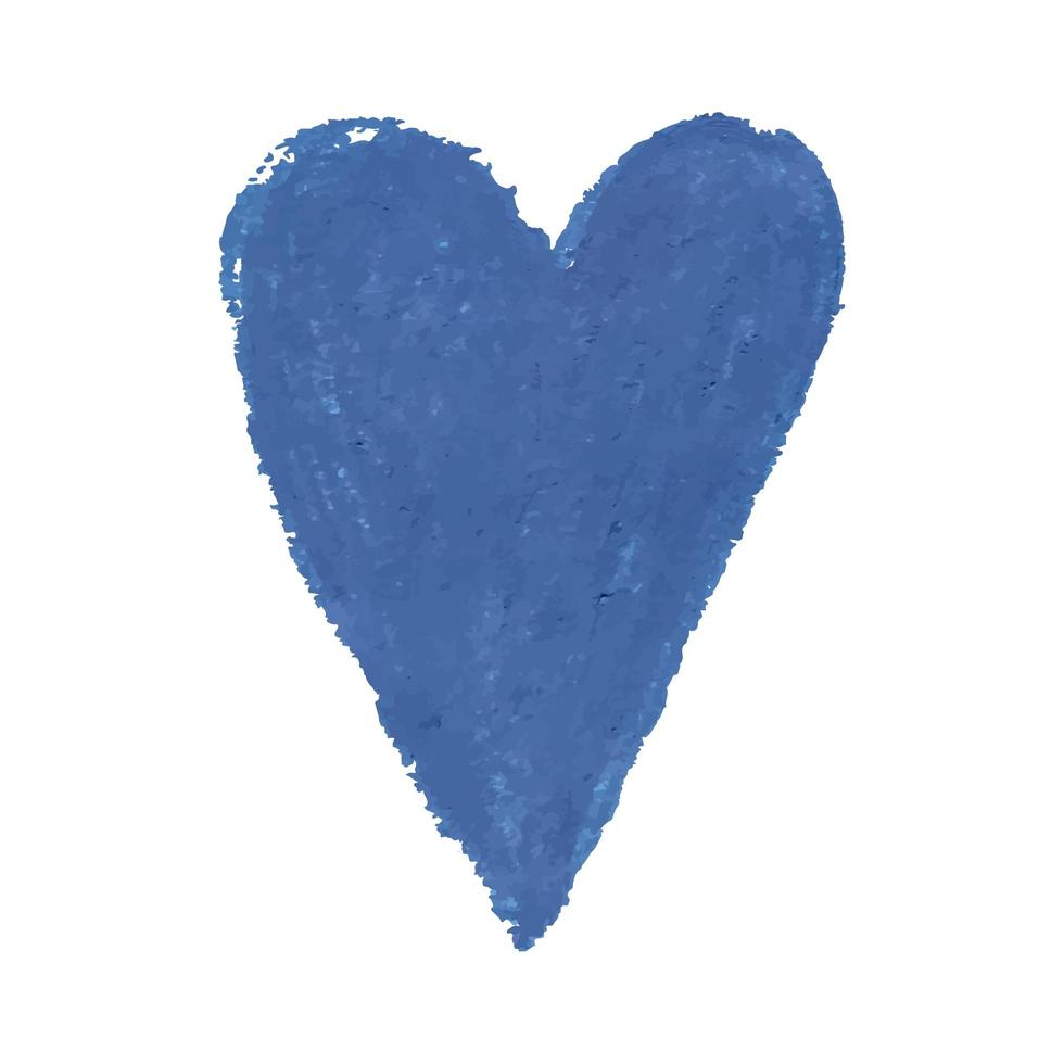 illustrazione della forma del cuore disegnata con pastelli di gesso colorati blu vettore