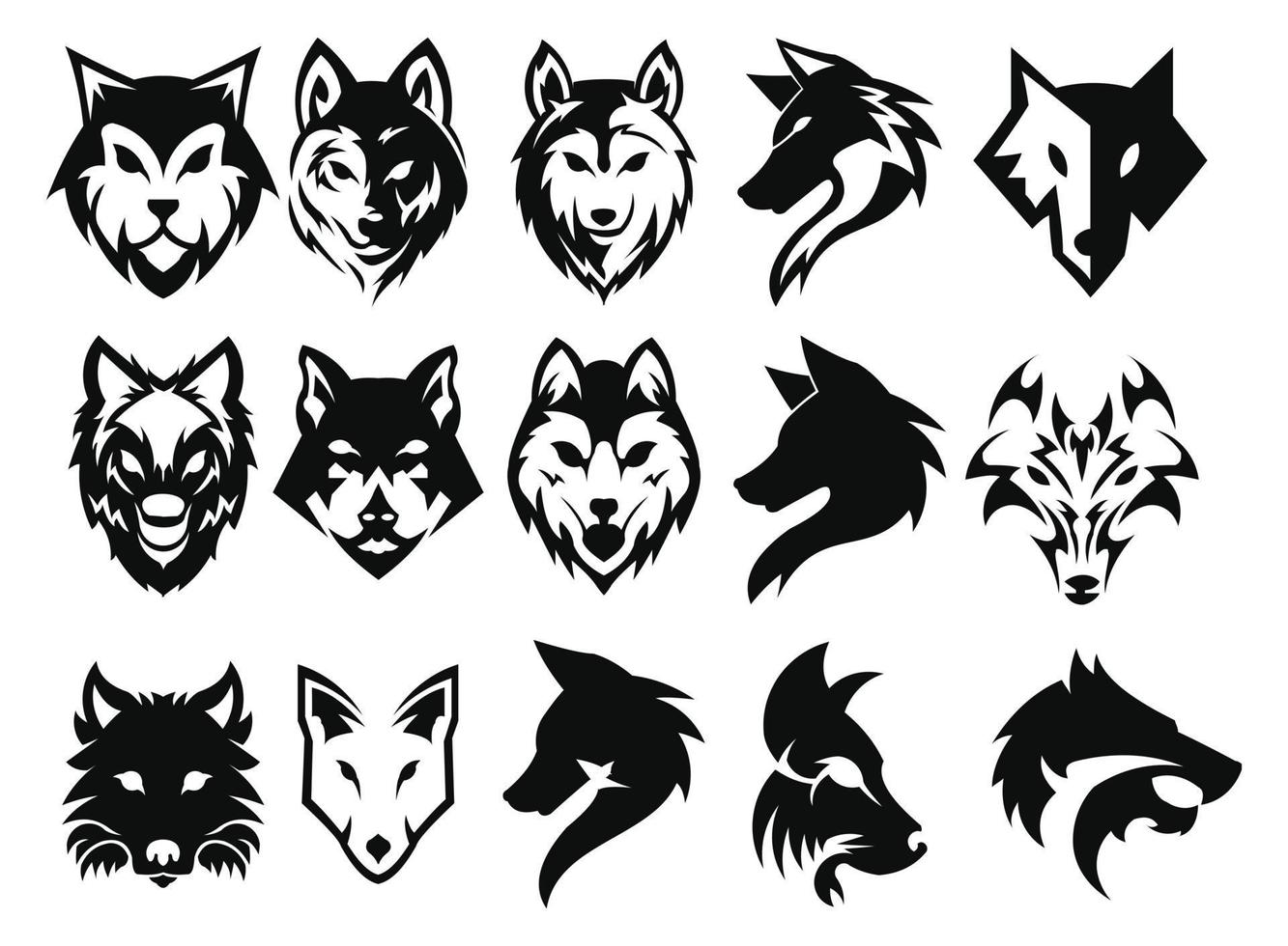 emblema della mascotte del logo della testa di lupo vettore