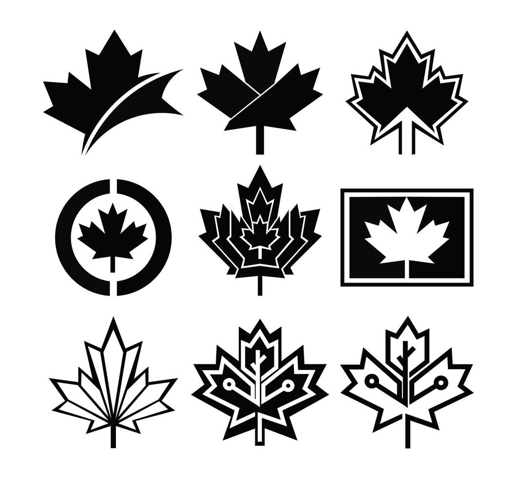 rosso, nero, canada maple leaf icon image vector logo ispirazione