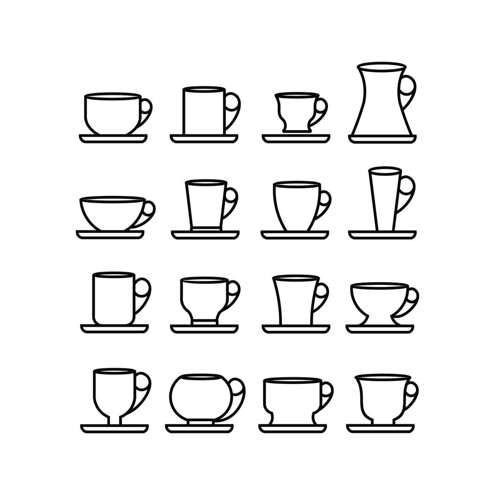 set di icone della linea di bicchieri da cocktail, raccolta di simboli vettoriali di contorno, set di vetro include icone piatte