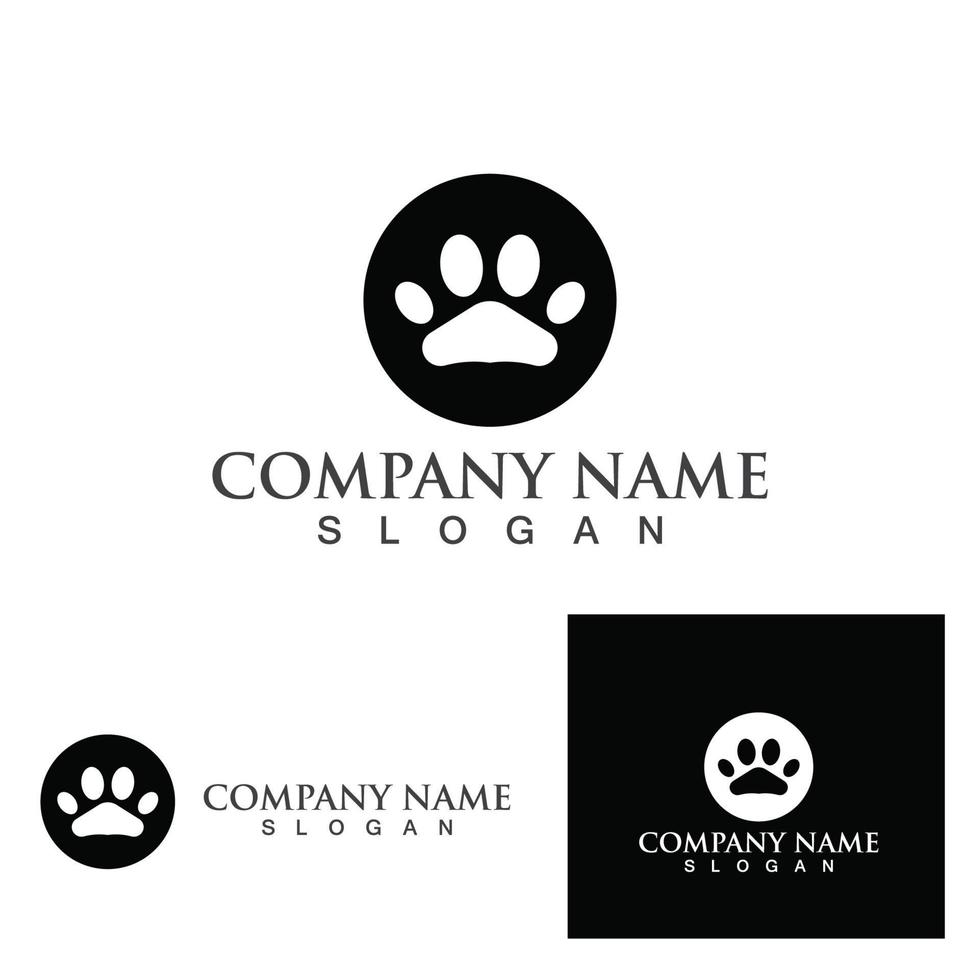 simbolo della stampa del piede del cane e vettore del logo