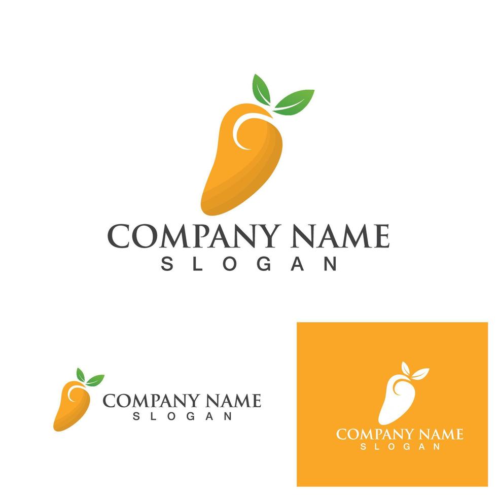 logo e simbolo freschi di frutti di mango vettore
