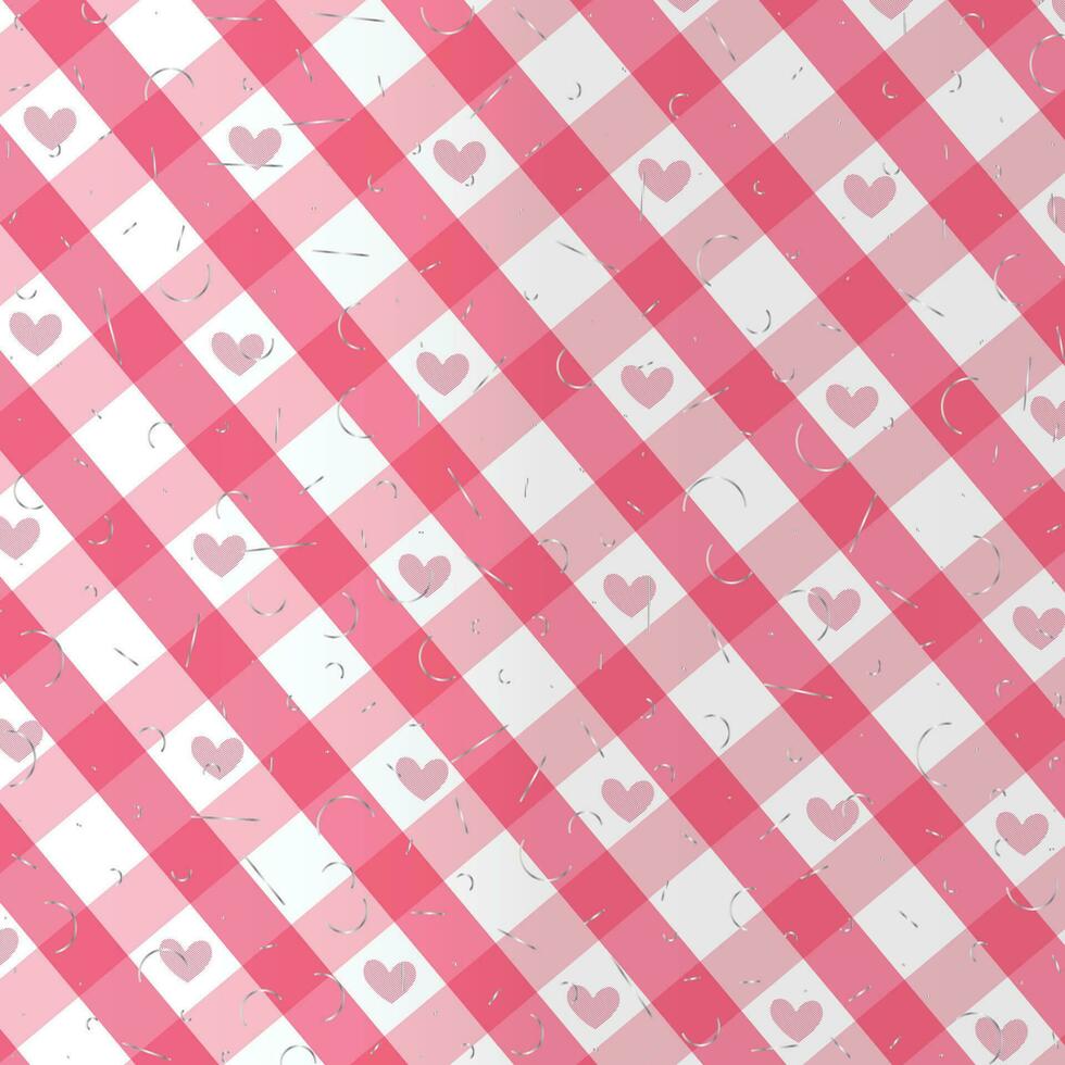 motivo senza cuciture con il simbolo del cuore moderno pixel digitale plaid pattern illustrazione vettoriale sfondo