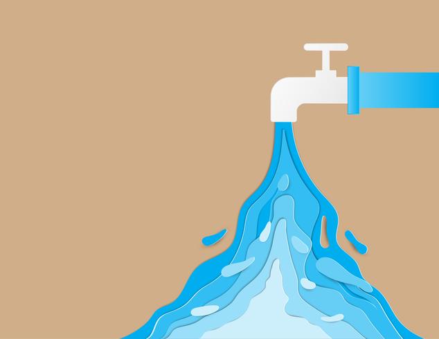 Concetto di riduzione del consumo di acqua sprecato. vettore