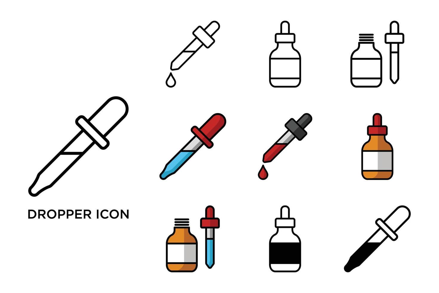 modello di disegno vettoriale per set di icone contagocce