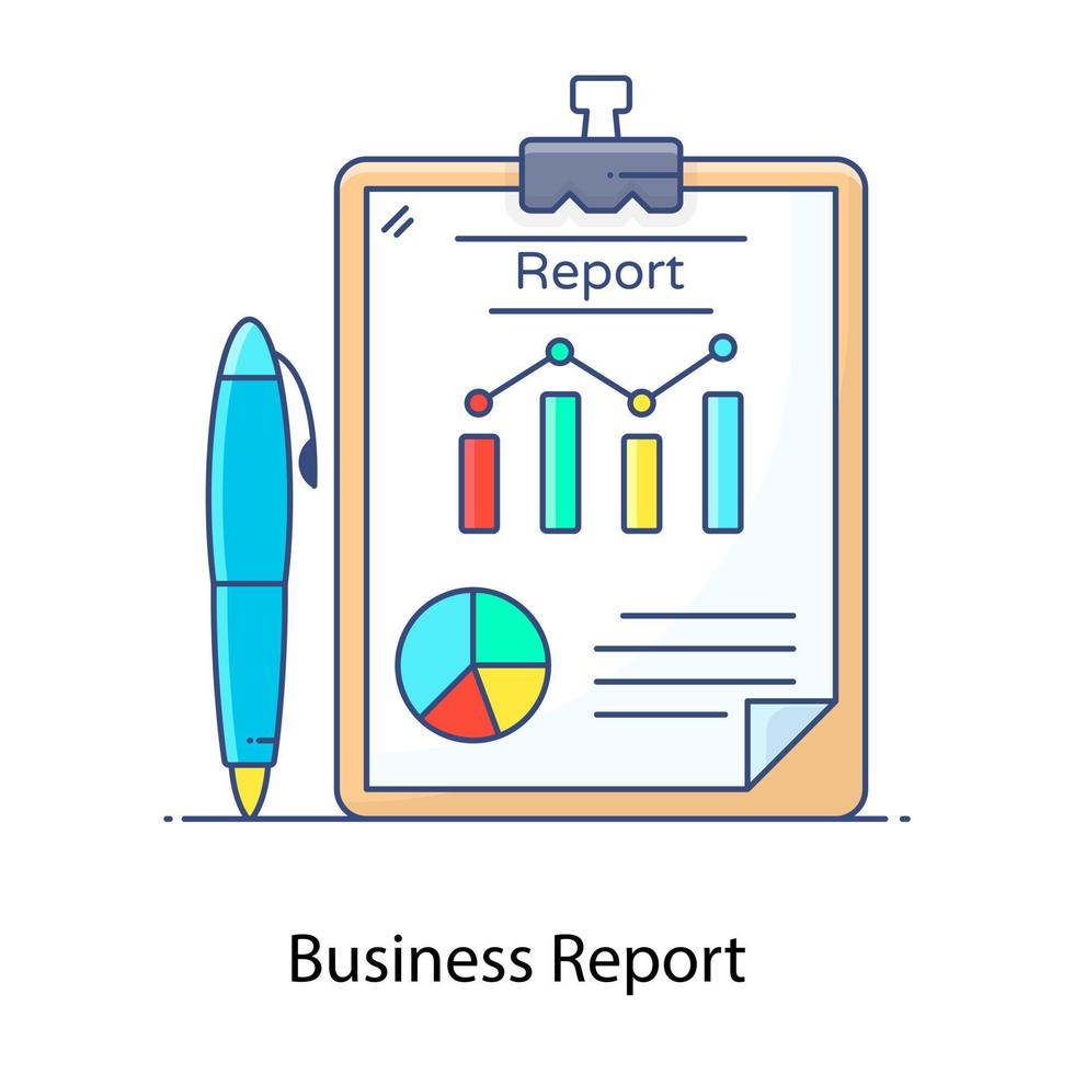 vettore di contorno piatto di rapporto aziendale, rapporto sulle attività e sulle circostanze