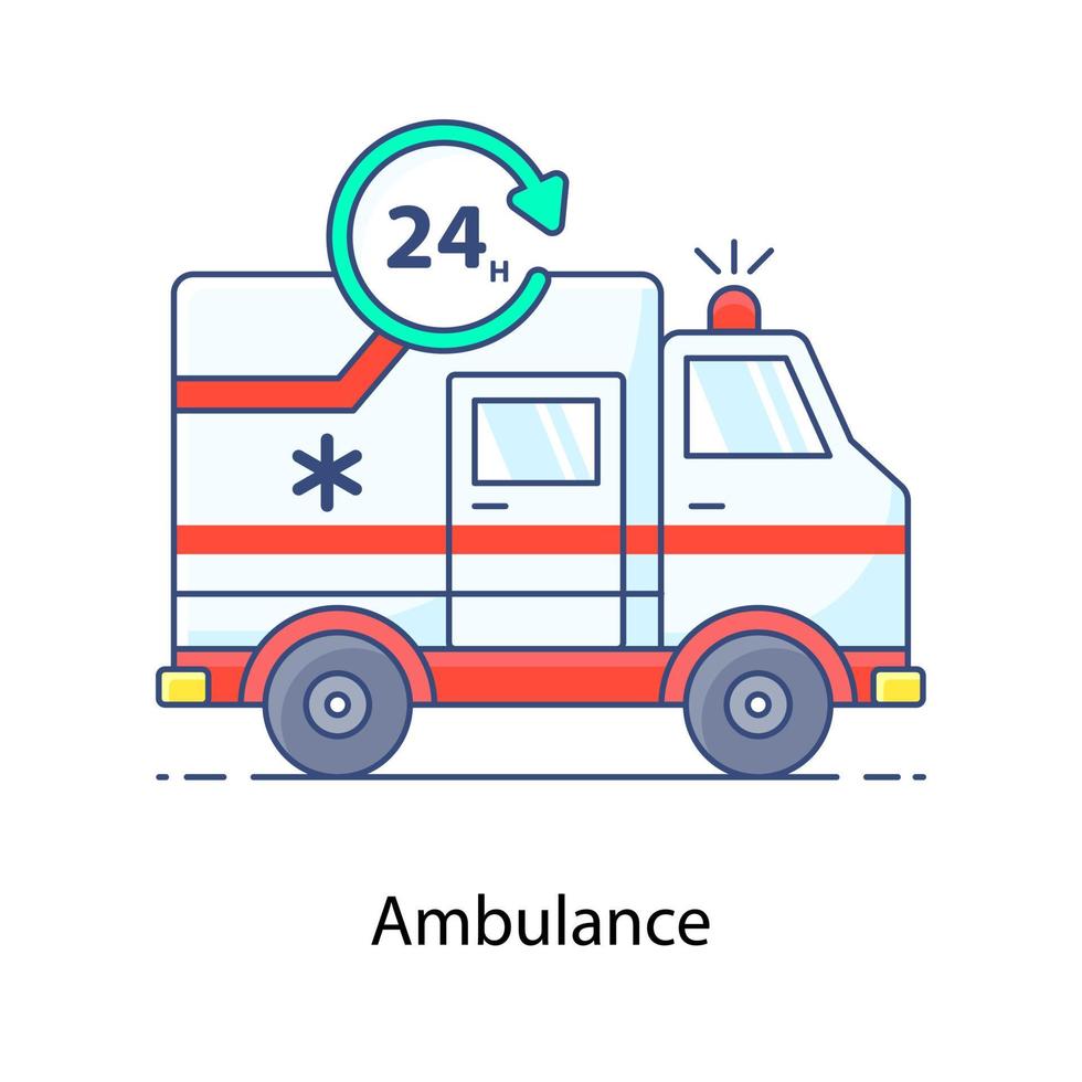 furgone di emergenza, uno stile vettoriale modificabile del concetto di ambulanza