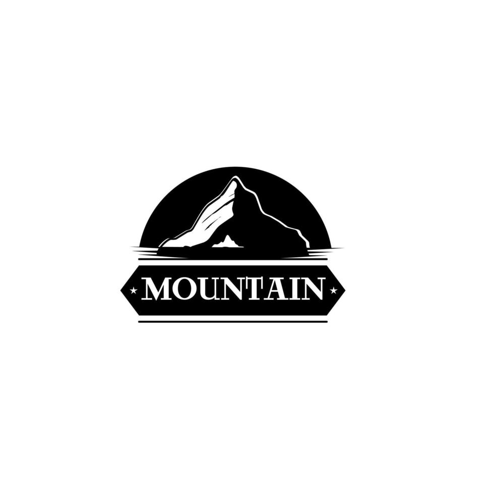 logo montagne design vintage, logo vettoriale silhouette di montagna