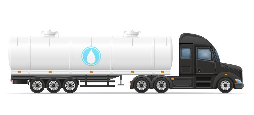 consegna del rimorchio dei semi del camion e trasporto del serbatoio per l&#39;illustrazione liquida di vettore