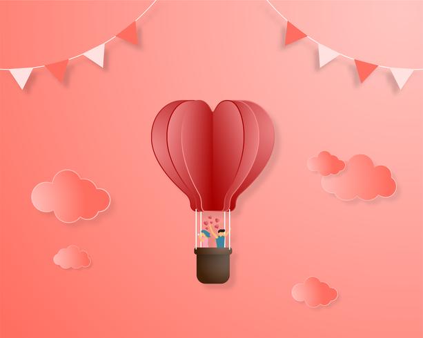 Carta di invito di amore creativo concetto di San Valentino. La carta dell&#39;illustrazione di vettore ha tagliato il fondo di stile.