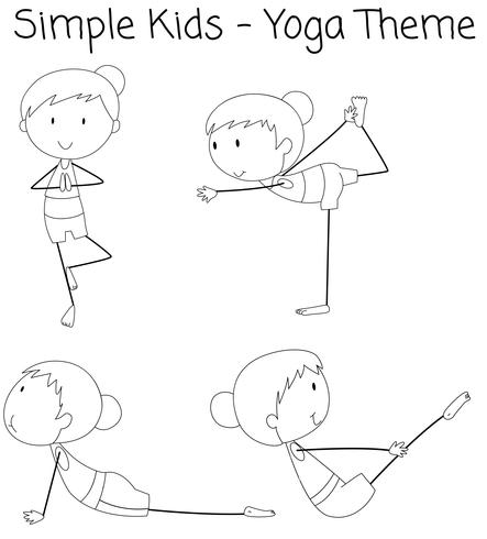 Set di ragazza semplice che fa yoga vettore