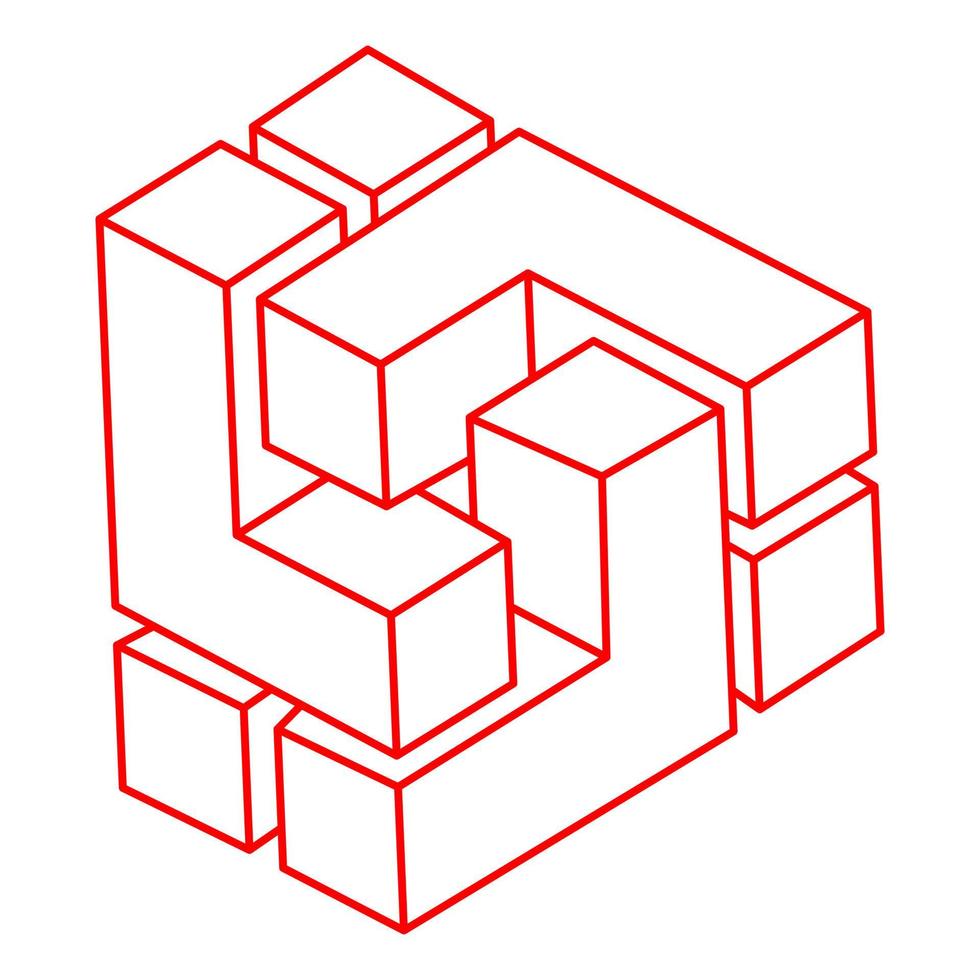 forme di illusione ottica, vettore di oggetti geometrici irreali. logo. cifre impossibili. geometria sacra. arte ottica.