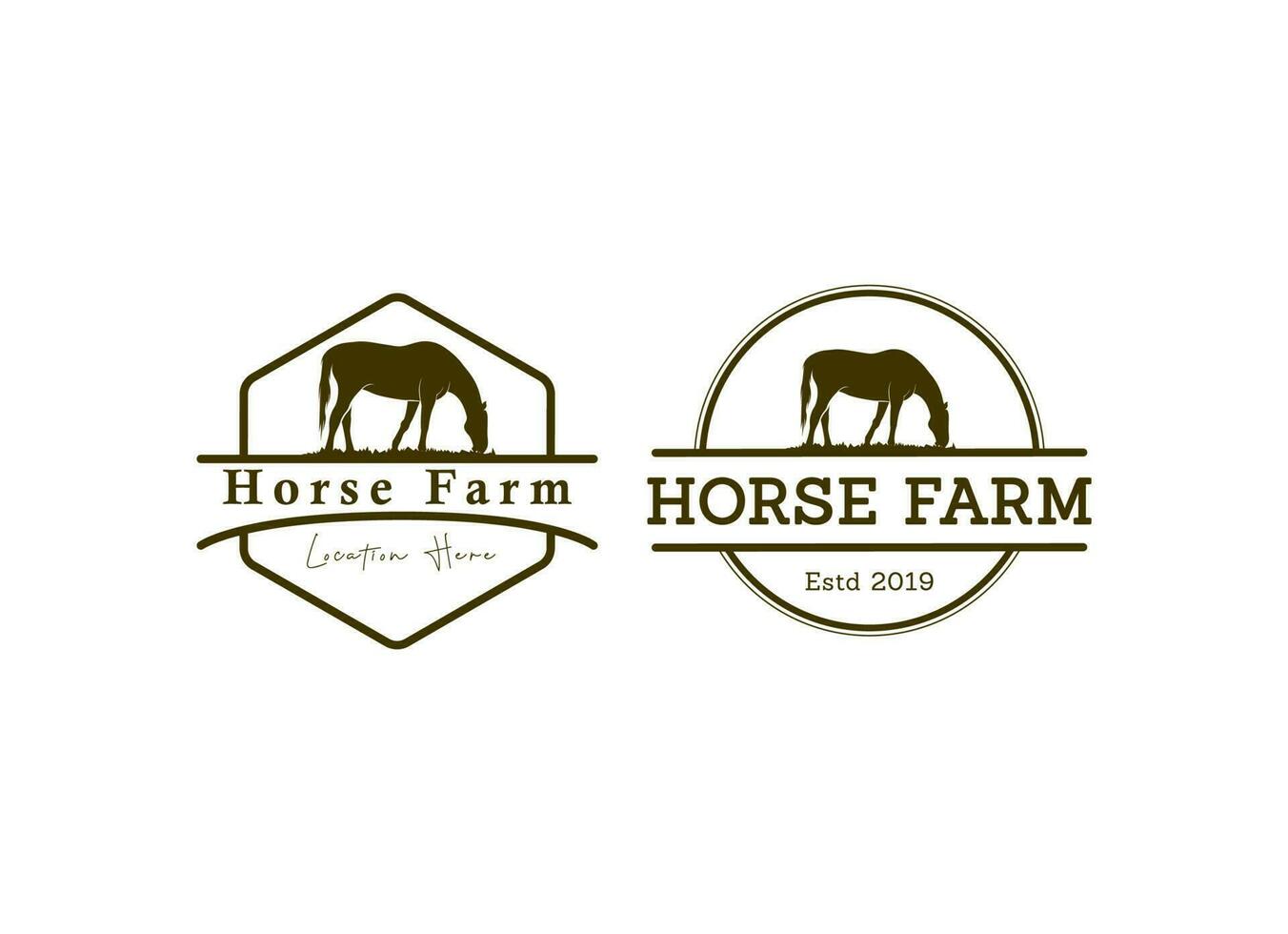 design del logo dell'allevamento di cavalli vintage vettore