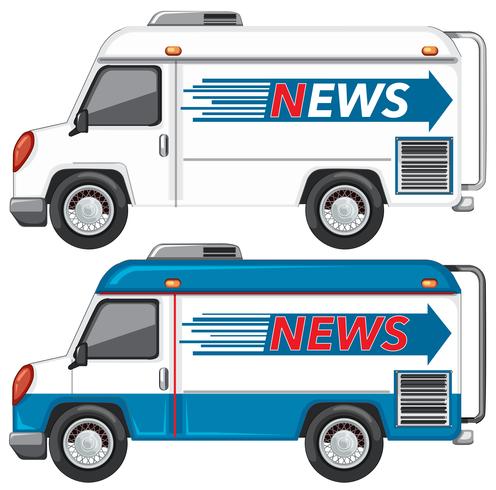 Set di furgoni delle notizie vettore