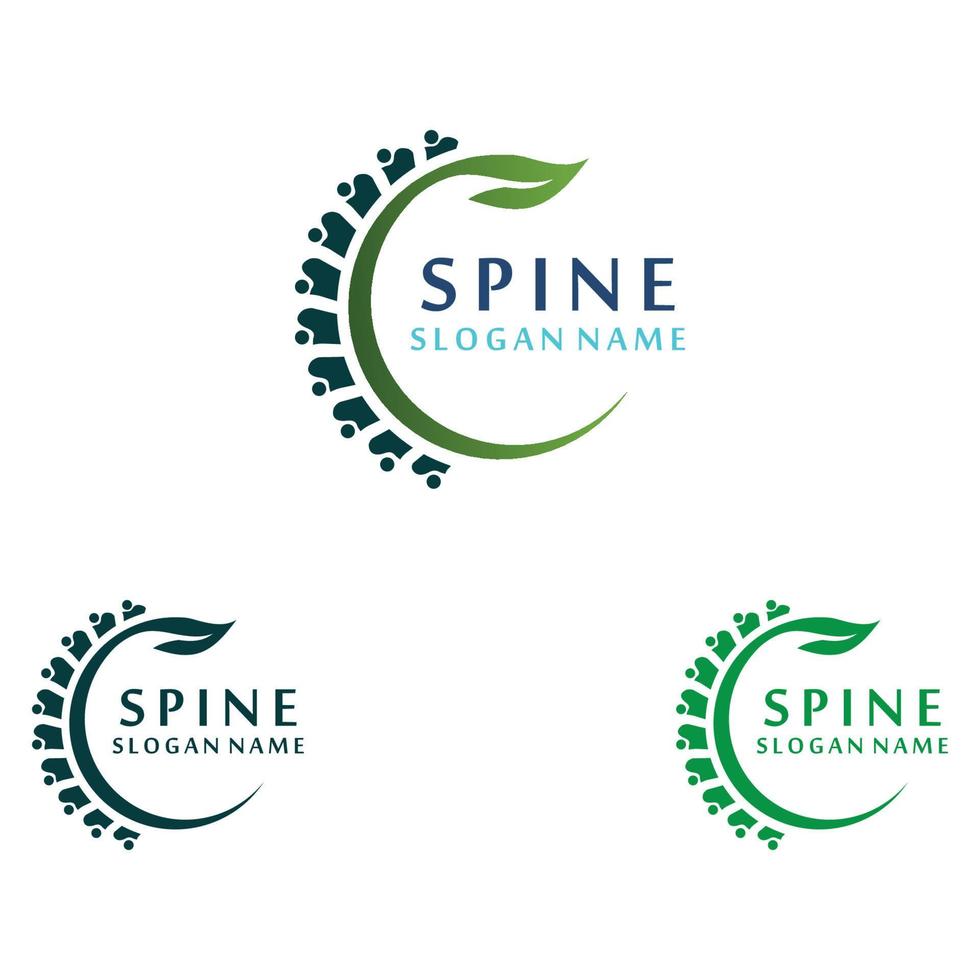concetto di design del logo per la cura chiropratica della colonna vertebrale, modello di logo della spina dorsale vettore