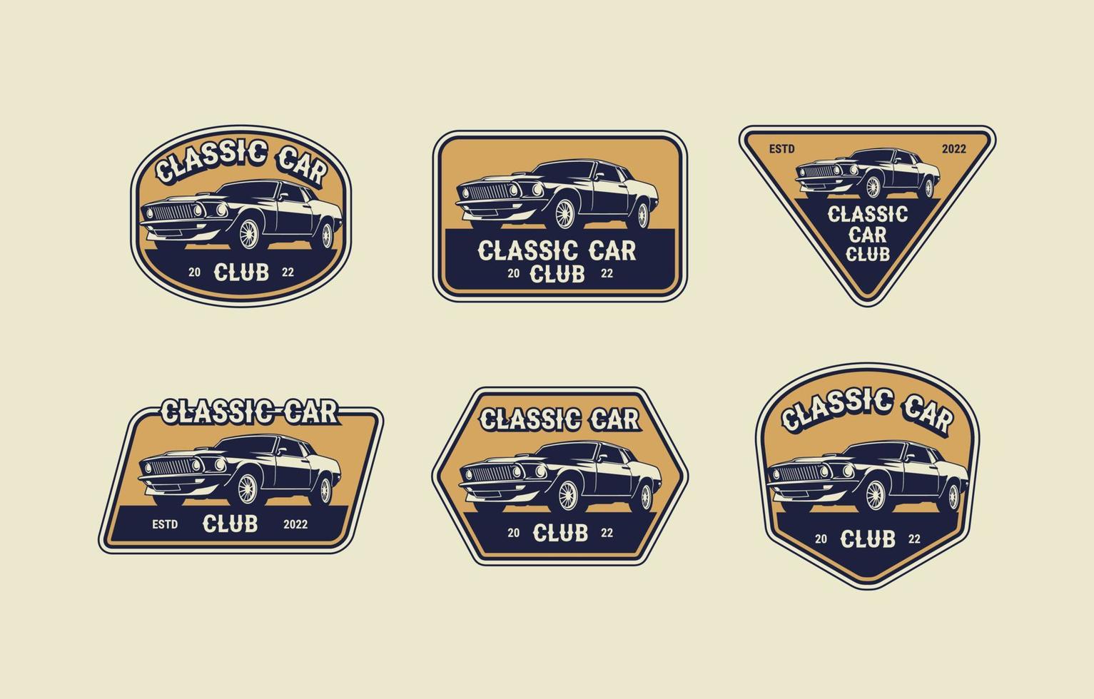 collezione di emblemi del club di auto d'epoca vettore