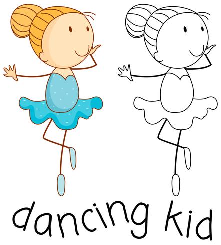 Doodle ragazza balletto di danza vettore