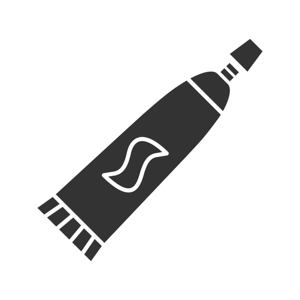 icona del glifo con dentifricio. simbolo della sagoma. spazio negativo. dentifricio. illustrazione vettoriale isolato