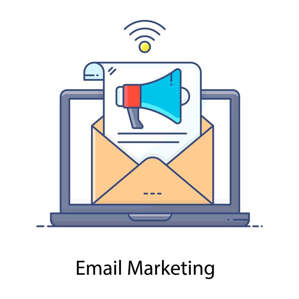 un vettore piatto di email marketing, icona modificabile