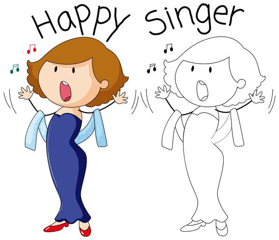 Doodle personaggio cantante felice vettore