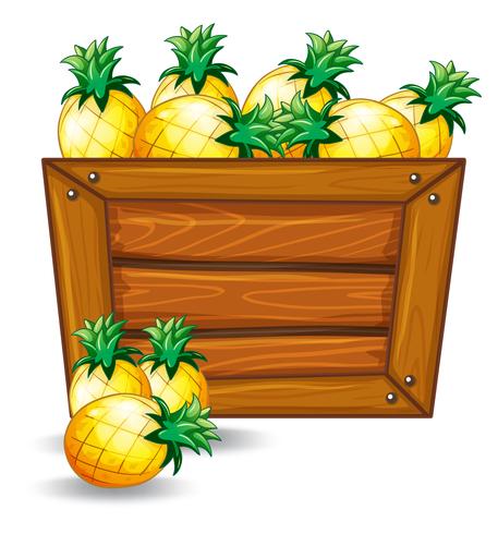 Ananas su banner in legno vettore