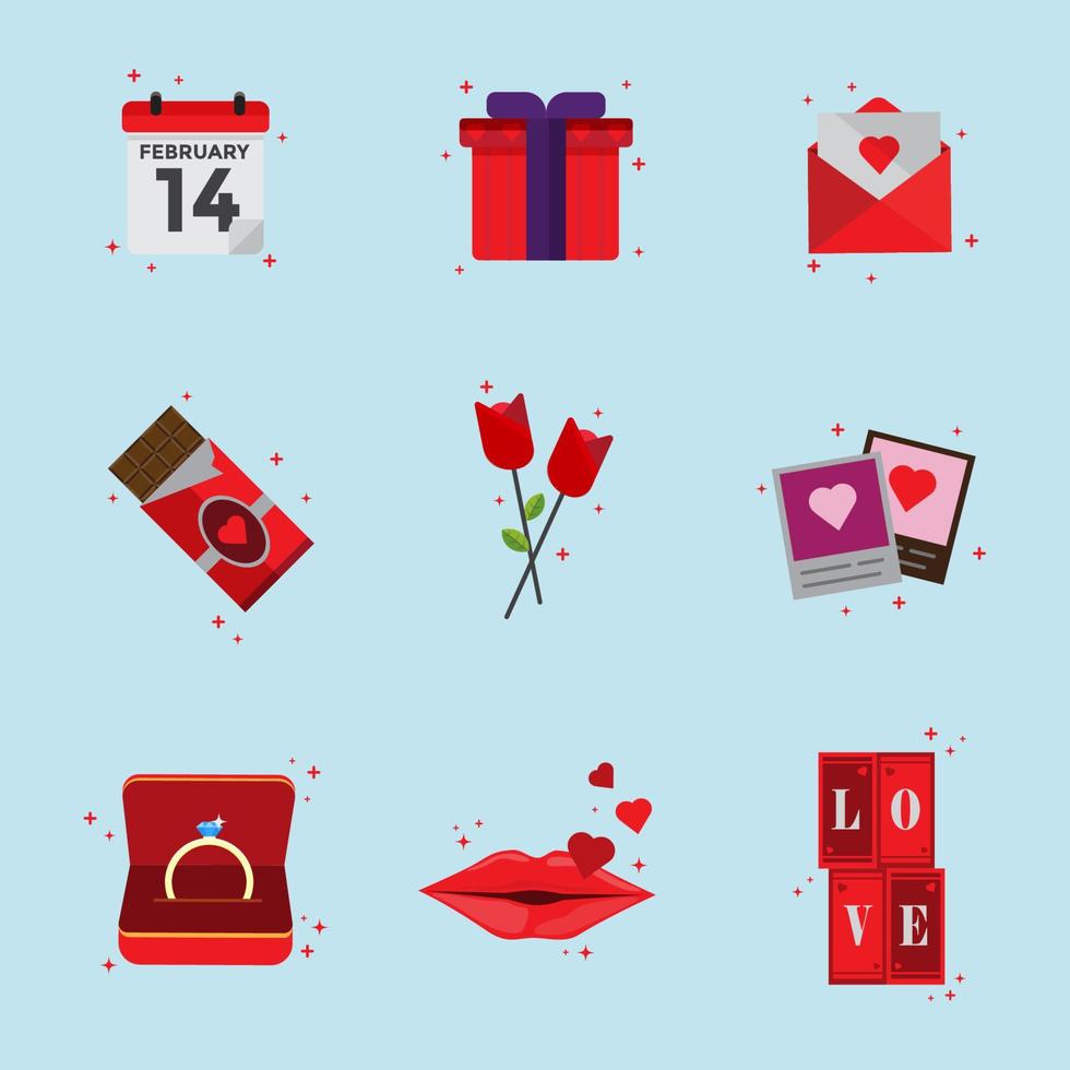 collezione di icone di san valentino vettore