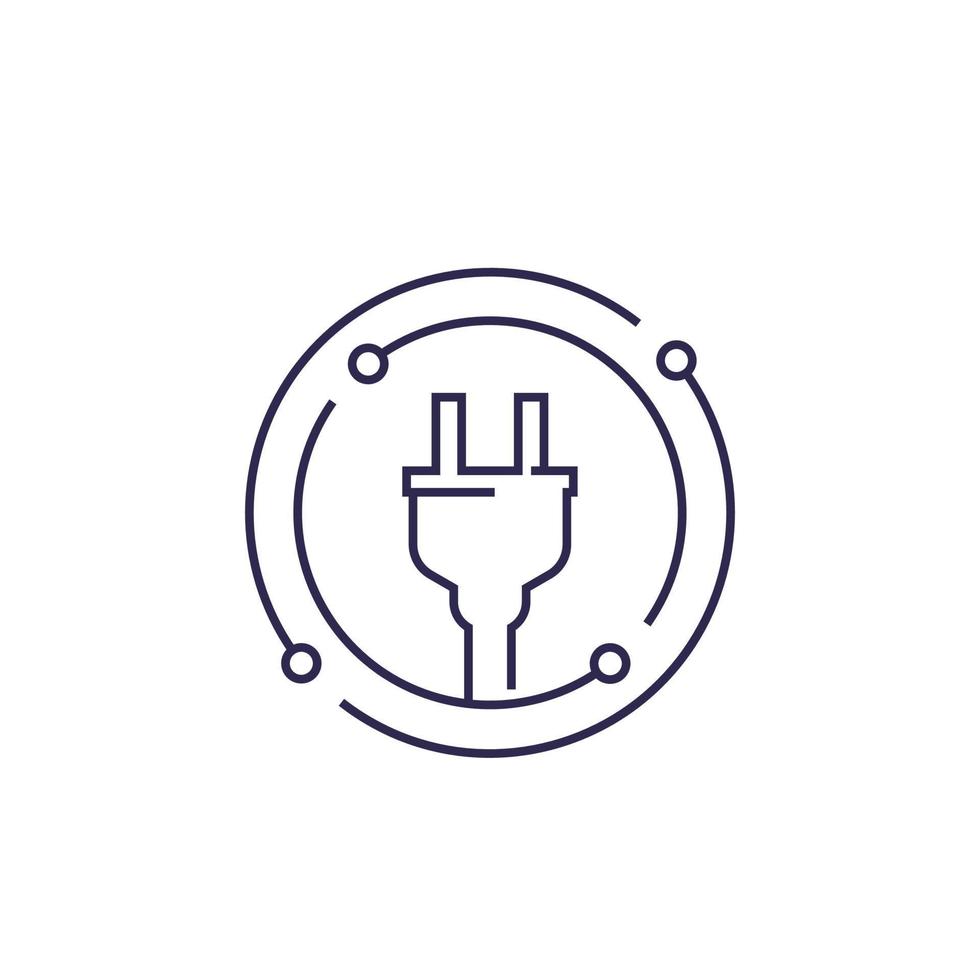 icona della linea del vettore di elettricità con spina elettrica