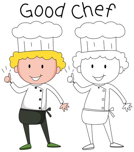Set di caratteri del cuoco Doodle vettore