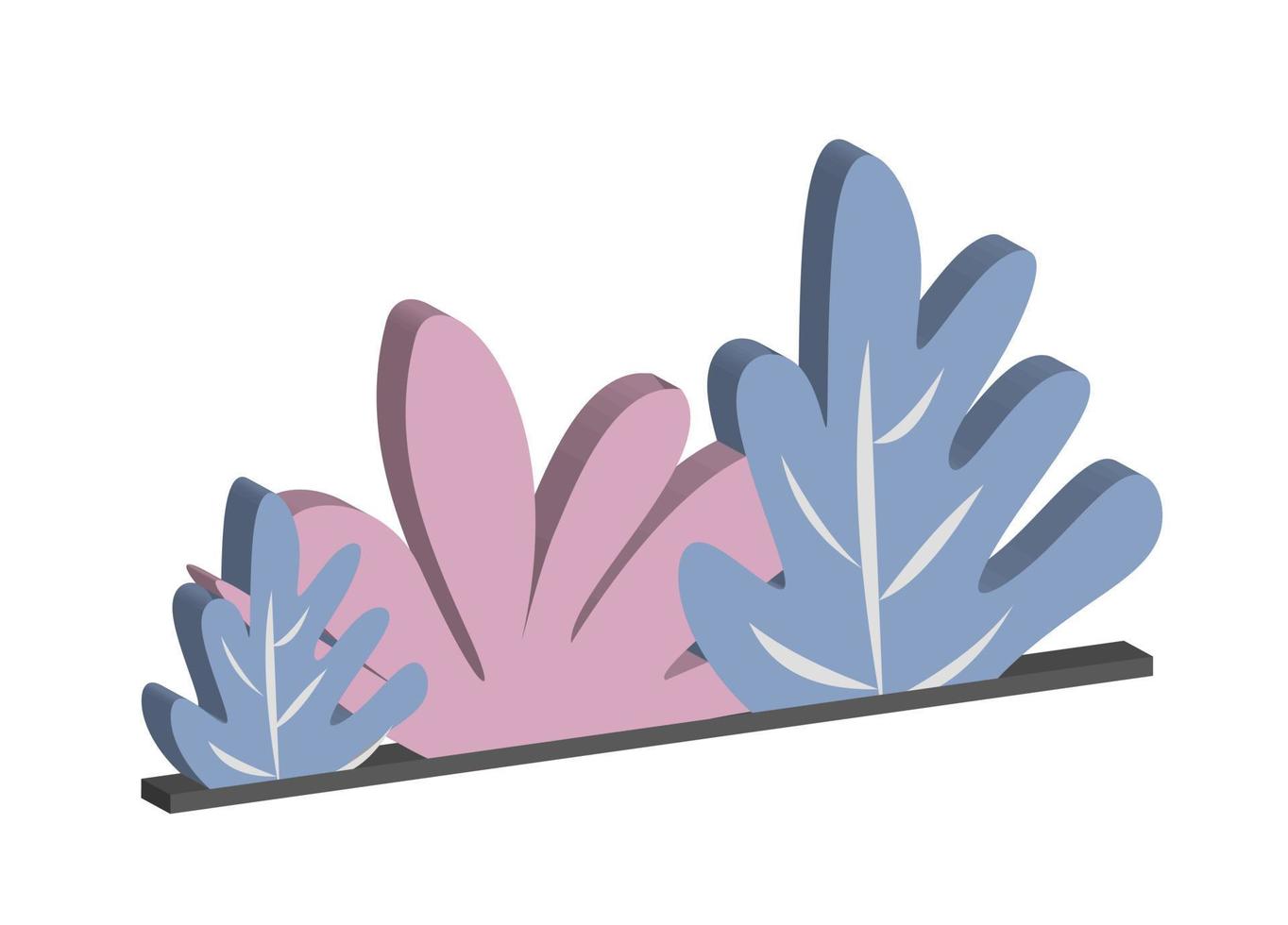 vettore 3d icona erba in inverno, colori pastello con blu e rosa. meglio per le immagini della decorazione della tua proprietà