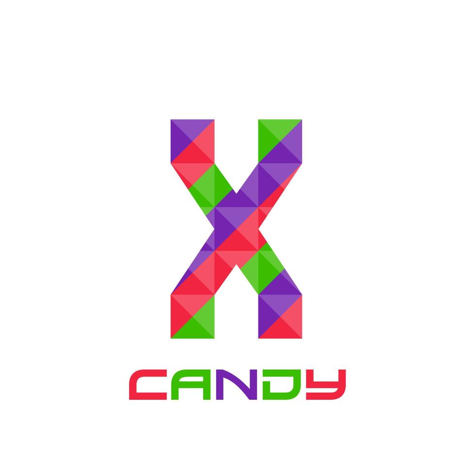 lettera geometrica x con perfetta combinazione di luminosi colori viola, rosso e verde. buono per logo aziendale, elemento di design, design di t-shirt, uso della stampa, ecc. vettore