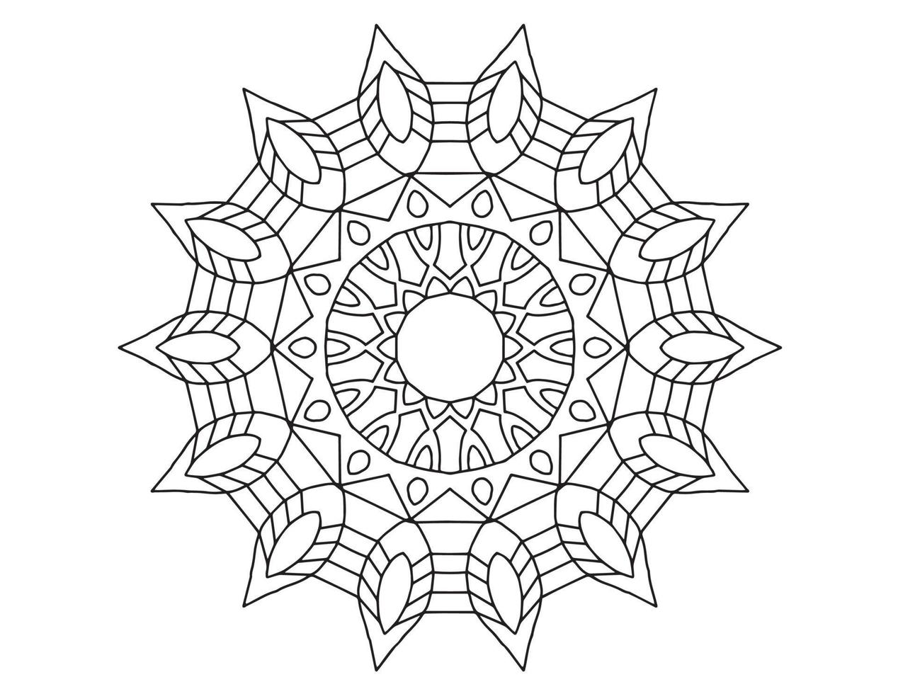 mandala in bianco e nero, tatuaggio, pagina da colorare, cerchio, ornamenti, vettore