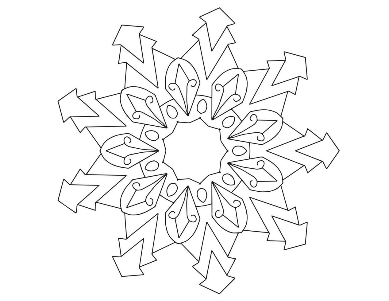 mandala in bianco e nero, tatuaggio, pagina da colorare, cerchio, ornamenti, vettore