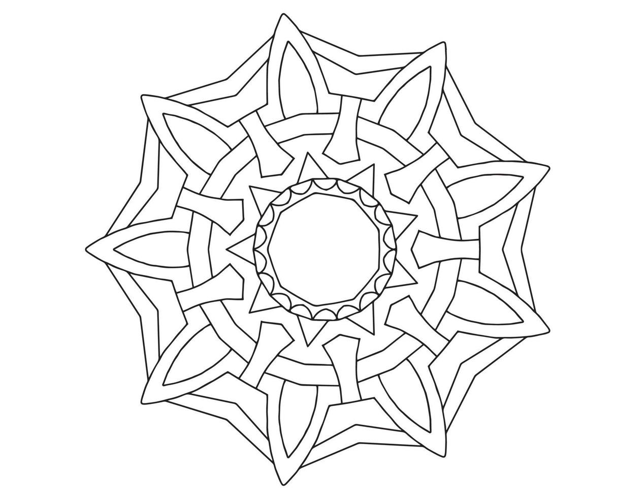 mandala in bianco e nero, tatuaggio, pagina da colorare, cerchio, ornamenti, vettore