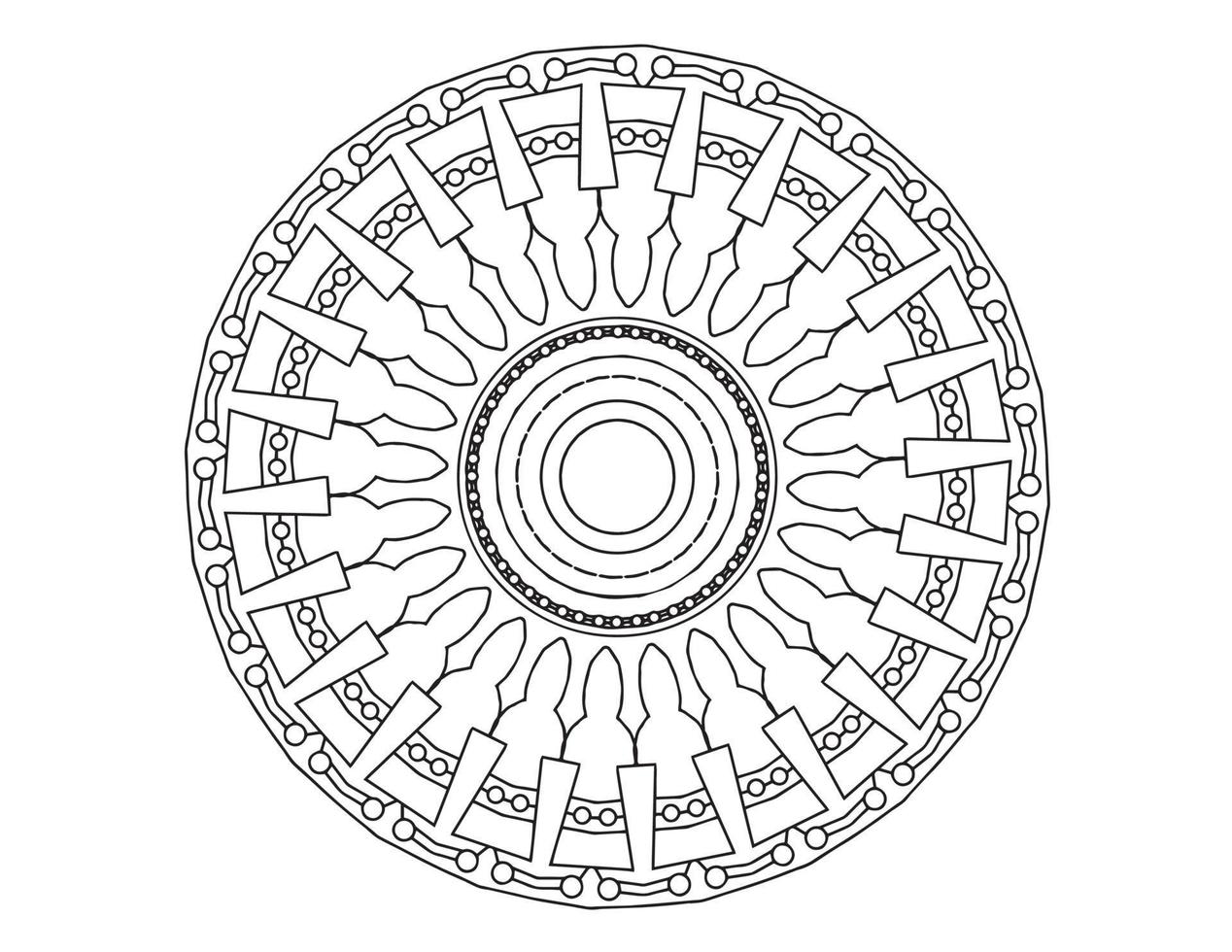 disegno mandala reale bianco e nero, tatuaggio, ornamenti, tradizionale, vintage vettore