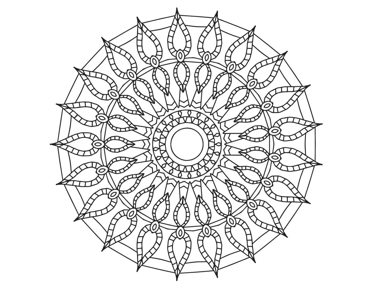 disegno mandala reale bianco e nero, tatuaggio, ornamenti, tradizionale, vintage vettore