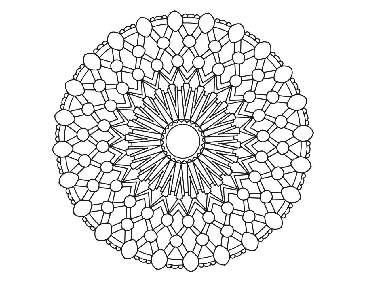 disegno mandala reale bianco e nero, tatuaggio, ornamenti, tradizionale, vintage vettore