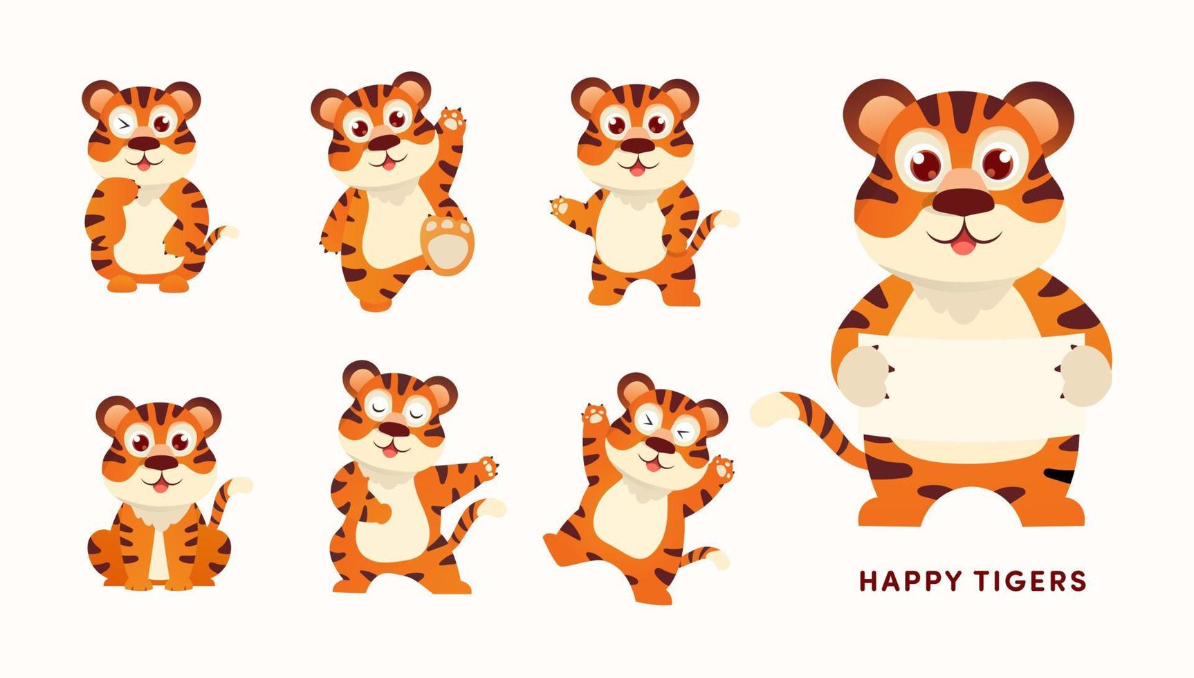 simpatico personaggio dei cartoni animati della tigre, animale divertente. felice anno nuovo cinese 2022. illustrazione vettoriale
