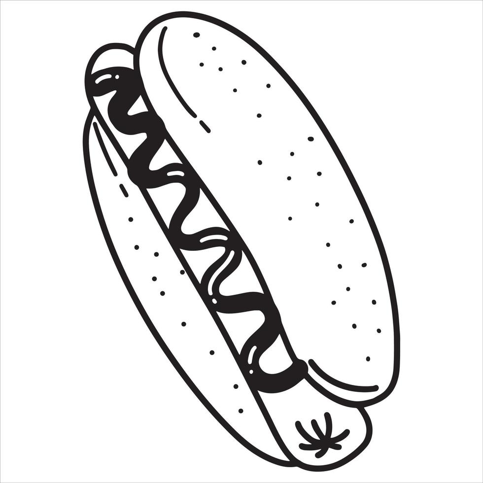 hot dog con illustrazione vettoriale di senape isolato su sfondo bianco