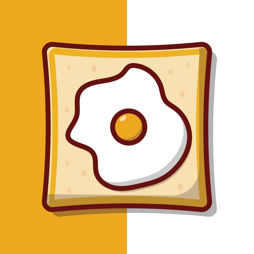 pane con l'illustrazione dell'icona di vettore del lato soleggiato. vettore di panino con uova fritte. stile cartone animato piatto adatto per pagina di destinazione web, banner, volantino, adesivo, carta da parati, sfondo