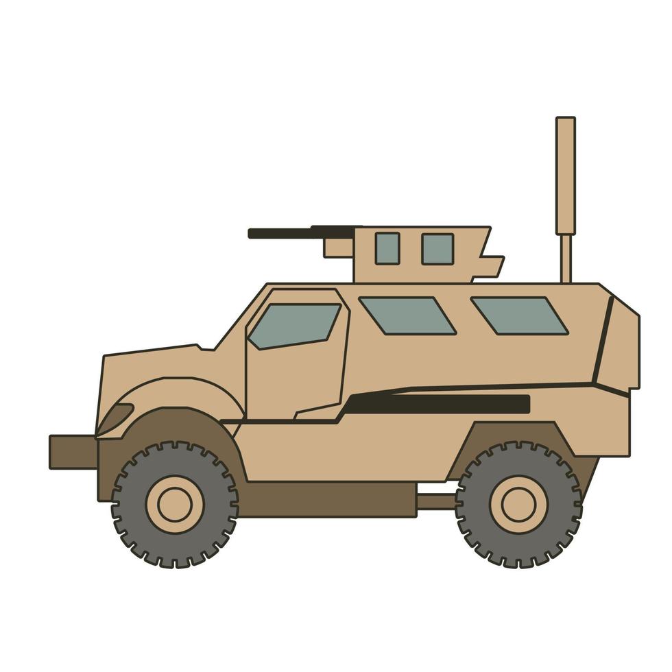 disegno vettoriale di vista laterale del veicolo corazzato militare
