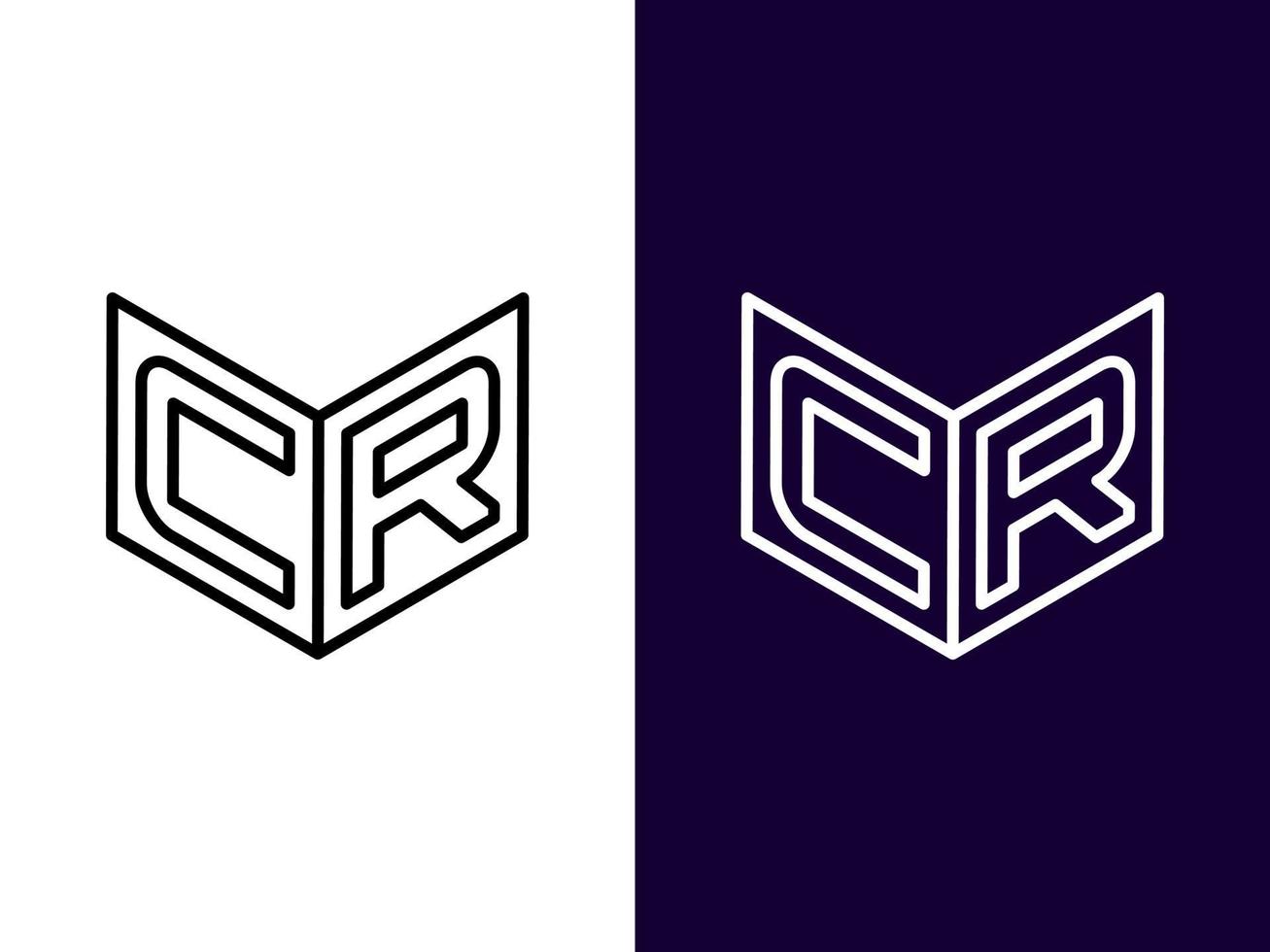 lettera iniziale cr design minimalista e moderno del logo 3d vettore