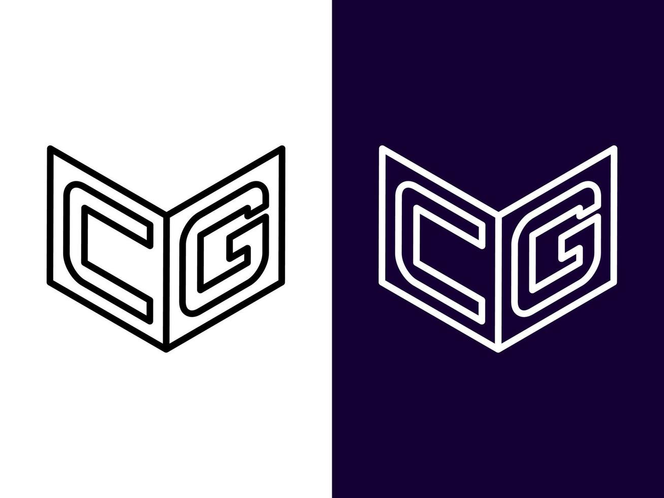 lettera iniziale cg design minimalista e moderno del logo 3d vettore